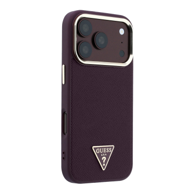 Apple iPhone 18 Pro Kılıf Guess Orjinal Lisanslı M-safe Şarj Özellikli Grained Triangle Kapak - 12