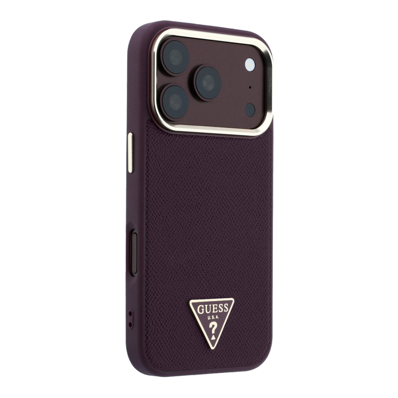 Apple iPhone 18 Pro Kılıf Guess Orjinal Lisanslı M-safe Şarj Özellikli Grained Triangle Kapak - 12