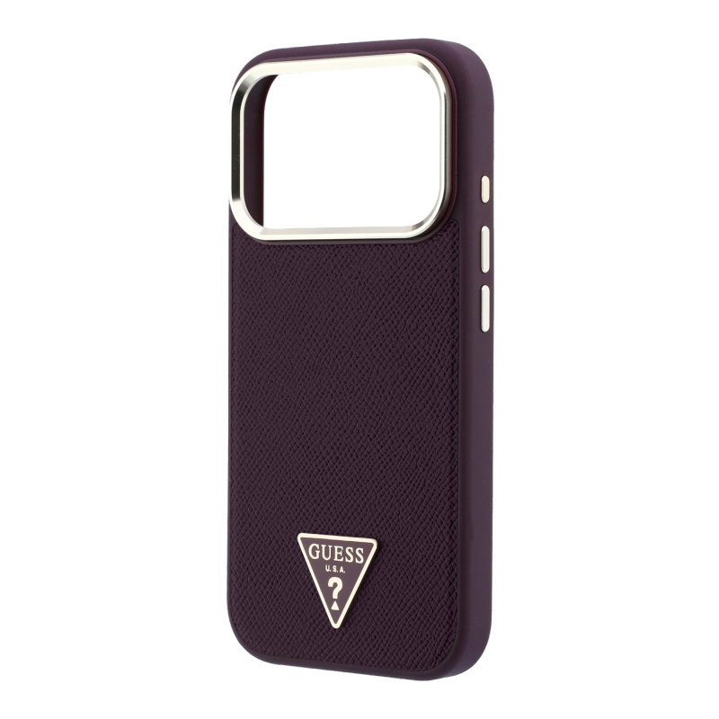 Apple iPhone 18 Pro Kılıf Guess Orjinal Lisanslı M-safe Şarj Özellikli Grained Triangle Kapak - 14