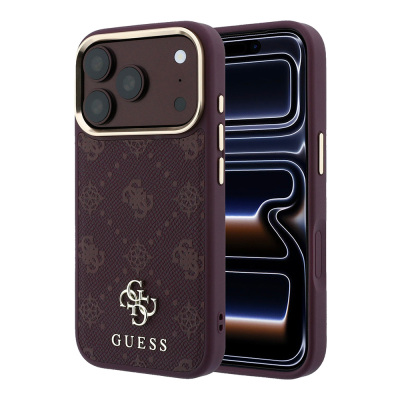 Apple iPhone 18 Pro Kılıf Guess Orjinal Lisanslı M-safe Şarj Özellikli Klasik Yazı ve 4G Logolu PU Deri Peony Kapak - 9