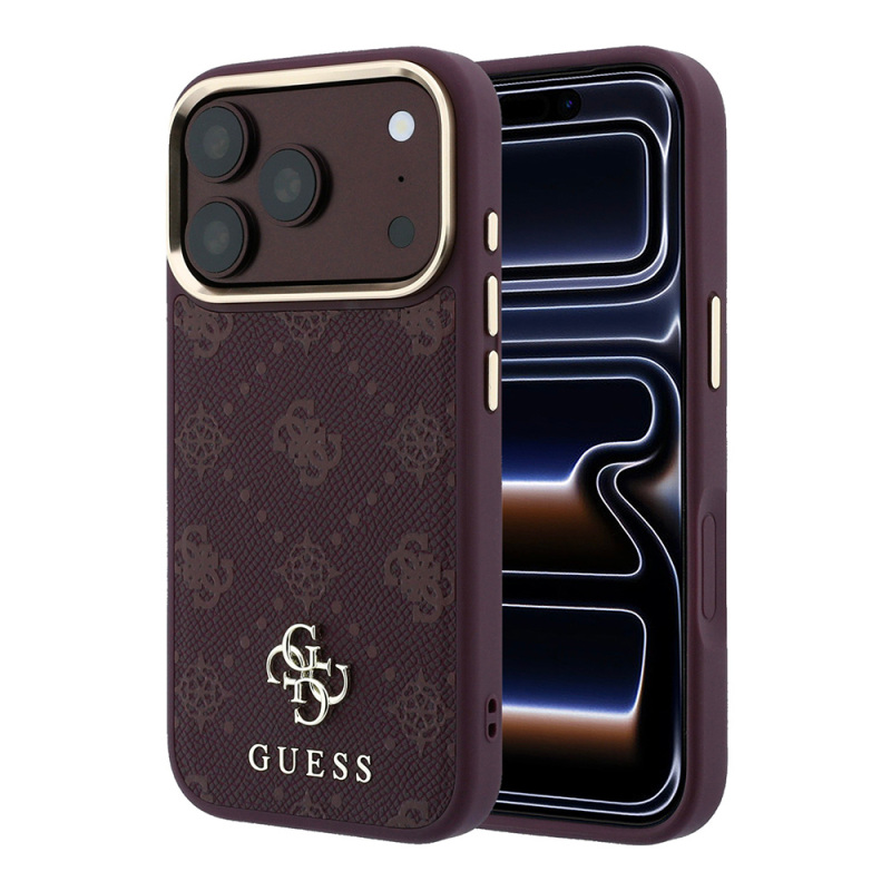 Apple iPhone 18 Pro Kılıf Guess Orjinal Lisanslı M-safe Şarj Özellikli Klasik Yazı ve 4G Logolu PU Deri Peony Kapak - 9