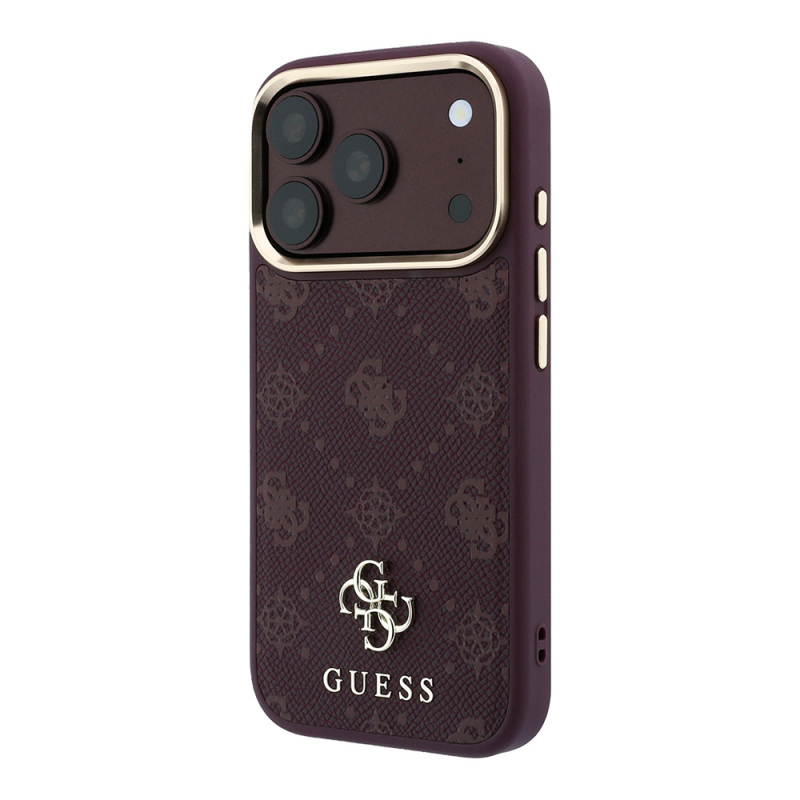 Apple iPhone 18 Pro Kılıf Guess Orjinal Lisanslı M-safe Şarj Özellikli Klasik Yazı ve 4G Logolu PU Deri Peony Kapak - 10