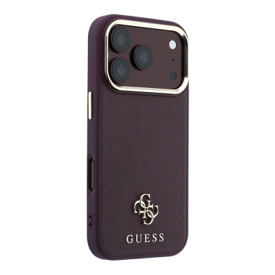 Apple iPhone 18 Pro Kılıf Guess Orjinal Lisanslı M-safe Şarj Özellikli Klasik Yazı ve 4G Logolu PU Deri Saffiano Kapak - 4