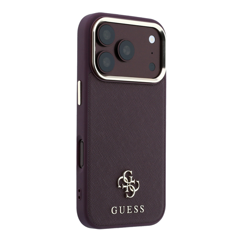 Apple iPhone 18 Pro Kılıf Guess Orjinal Lisanslı M-safe Şarj Özellikli Klasik Yazı ve 4G Logolu PU Deri Saffiano Kapak - 4