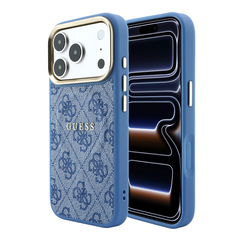 Apple iPhone 18 Pro Kılıf Guess Orjinal Lisanslı M-safe Şarj Özellikli Metal Kamera Çerçeveli C-Magnet 4G Desenli Yazı Logolu Kapak - 1