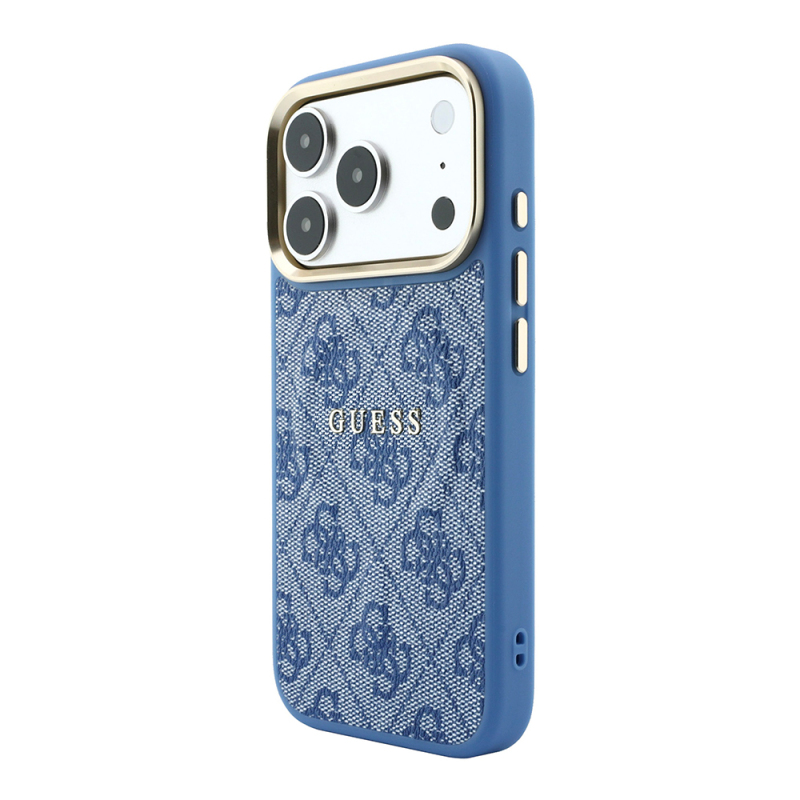 Apple iPhone 18 Pro Kılıf Guess Orjinal Lisanslı M-safe Şarj Özellikli Metal Kamera Çerçeveli C-Magnet 4G Desenli Yazı Logolu Kapak - 2