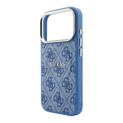 Apple iPhone 18 Pro Kılıf Guess Orjinal Lisanslı M-safe Şarj Özellikli Metal Kamera Çerçeveli C-Magnet 4G Desenli Yazı Logolu Kapak - 6