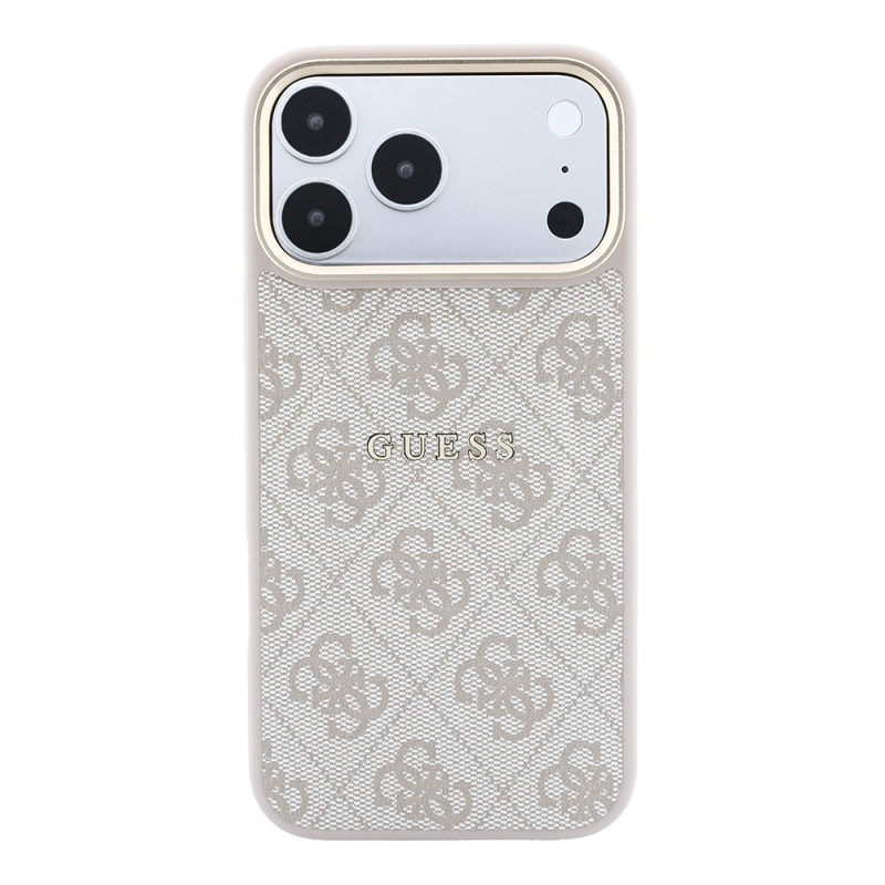 Apple iPhone 18 Pro Kılıf Guess Orjinal Lisanslı M-safe Şarj Özellikli Metal Kamera Çerçeveli C-Magnet 4G Desenli Yazı Logolu Kapak - 19