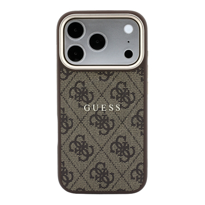 Apple iPhone 18 Pro Kılıf Guess Orjinal Lisanslı M-safe Şarj Özellikli Metal Kamera Çerçeveli C-Magnet 4G Desenli Yazı Logolu Kapak - 27