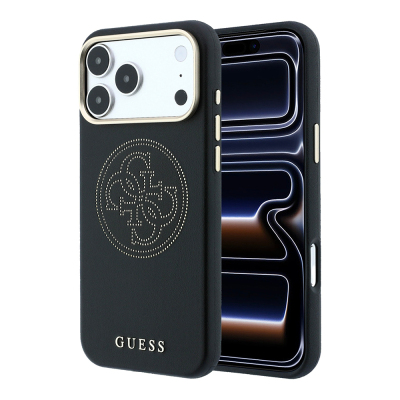 Apple iPhone 18 Pro Kılıf Guess Orjinal Lisanslı M-safe Şarj Özellikli PU Delikli 4G ve Yazı Logolu Kapak - 2