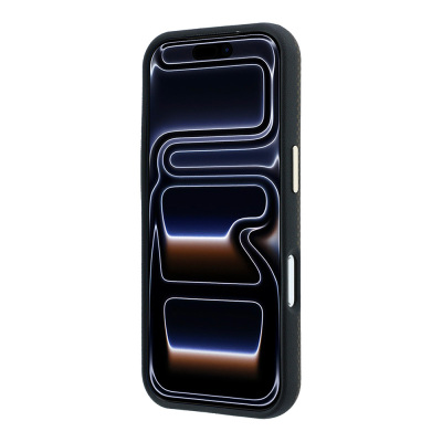 Apple iPhone 18 Pro Kılıf Guess Orjinal Lisanslı M-safe Şarj Özellikli PU Metal Üçgen Logolu Karbon Fiber Kevlar Kapak - 7