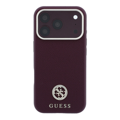 Apple iPhone 18 Pro Kılıf Guess Orjinal Lisanslı M-safe Şarj Özellikli PU Taşlı Metal 4G ve Yazı Logolu Kapak - 4