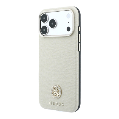 Apple iPhone 18 Pro Kılıf Guess Orjinal Lisanslı M-safe Şarj Özellikli PU Taşlı Metal 4G ve Yazı Logolu Kapak - 10