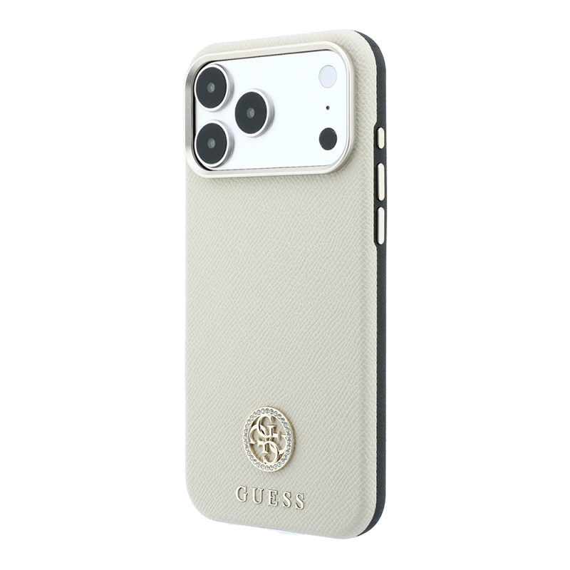 Apple iPhone 18 Pro Kılıf Guess Orjinal Lisanslı M-safe Şarj Özellikli PU Taşlı Metal 4G ve Yazı Logolu Kapak - 10
