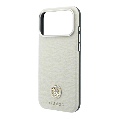Apple iPhone 18 Pro Kılıf Guess Orjinal Lisanslı M-safe Şarj Özellikli PU Taşlı Metal 4G ve Yazı Logolu Kapak - 14