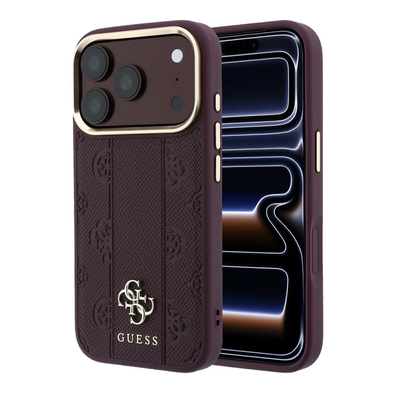 Apple iPhone 18 Pro Kılıf Guess Orjinal Lisanslı M-safe Şarj Özellikli Şeritli Peony 4G ve Yazı Logolu Kapak - 17