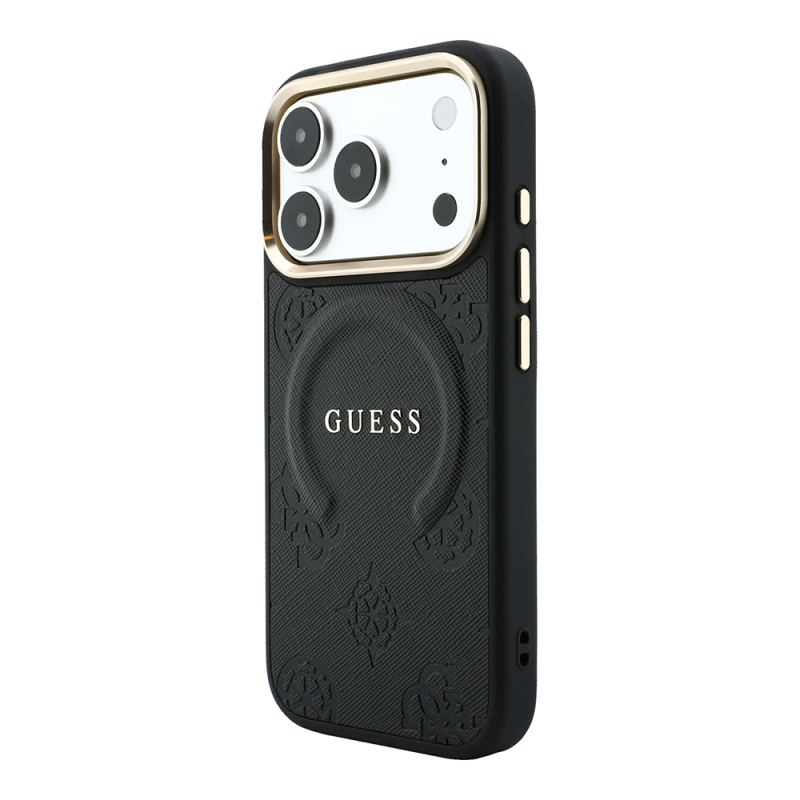 Apple iPhone 18 Pro Kılıf Guess Orjinal Lisanslı M-safe Şarj Özellikli Sıcak Baskılı Yazı Logolu C-Magnet PU Deri Peony Kapak - 2