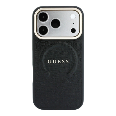 Apple iPhone 18 Pro Kılıf Guess Orjinal Lisanslı M-safe Şarj Özellikli Sıcak Baskılı Yazı Logolu C-Magnet PU Deri Peony Kapak - 3