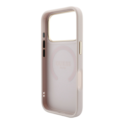 Apple iPhone 18 Pro Kılıf Guess Orjinal Lisanslı M-safe Şarj Özellikli Sıcak Baskılı Yazı Logolu C-Magnet PU Deri Peony Kapak - 15