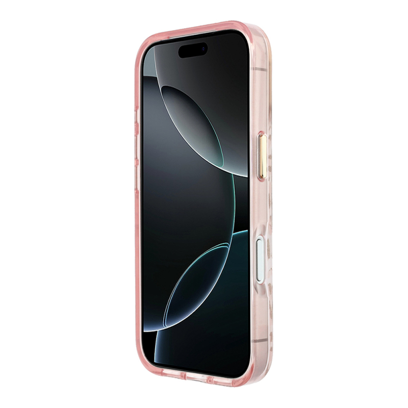 Apple iPhone 18 Pro Kılıf Guess Orjinal Lisanslı M-safe Şarj Özellikli Üçgen Logolu Simli Leopar Desenli Kapak - 15