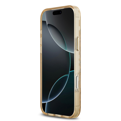 Apple iPhone 18 Pro Kılıf Guess Orjinal Lisanslı M-safe Şarj Özellikli Üçgen Logolu Simli Leopar Desenli Kapak - 22