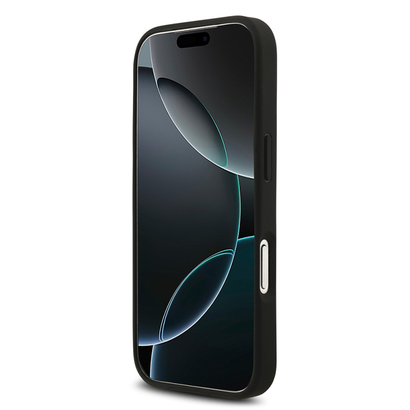 Apple iPhone 18 Pro Kılıf Guess Orjinal Lisanslı M-safe Şarj Özllikli PU Deri Taşlı Üçgen Logo 4G Desenli Strass Kapak - 7