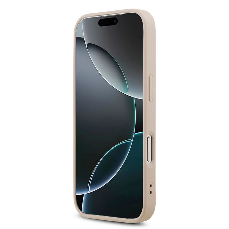 Apple iPhone 18 Pro Kılıf Guess Orjinal Lisanslı M-safe Şarj Özllikli PU Deri Taşlı Üçgen Logo 4G Desenli Strass Kapak - 21