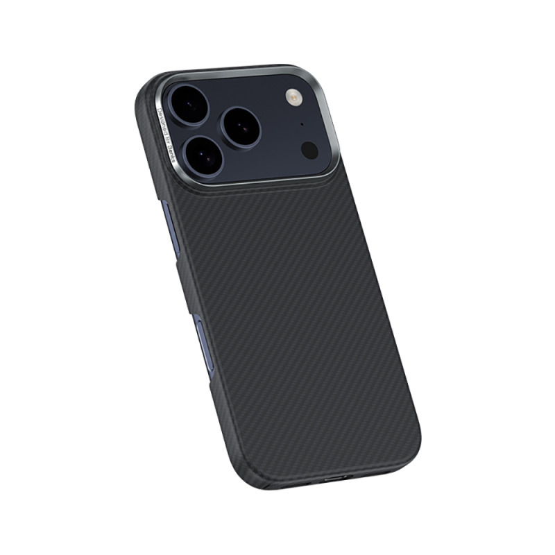 Apple iPhone 18 Pro Kılıf Karbon Fiber M-safe Şarj Özellikli Benks Armor Air Yükseltimiş Kamera Çerçevesi C1 600D Kevlar Kapak - 5