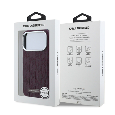 Apple iPhone 18 Pro Kılıf Karl Lagerfeld Orjinal Lisanslı M-safe Şarj Özellikli KL Yazılı Hot Stamp Kapak - 8