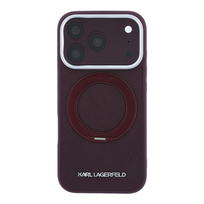 Apple iPhone 18 Pro Kılıf Karl Lagerfeld Orjinal Lisanslı M-Safe Şarj Özellikli Metal Logolu PU Saffiano 360 Derece Dönebilen Standlı Kapak - 3