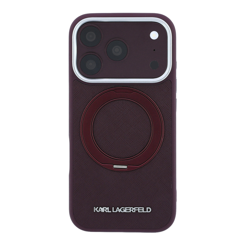 Apple iPhone 18 Pro Kılıf Karl Lagerfeld Orjinal Lisanslı M-Safe Şarj Özellikli Metal Logolu PU Saffiano 360 Derece Dönebilen Standlı Kapak - 3