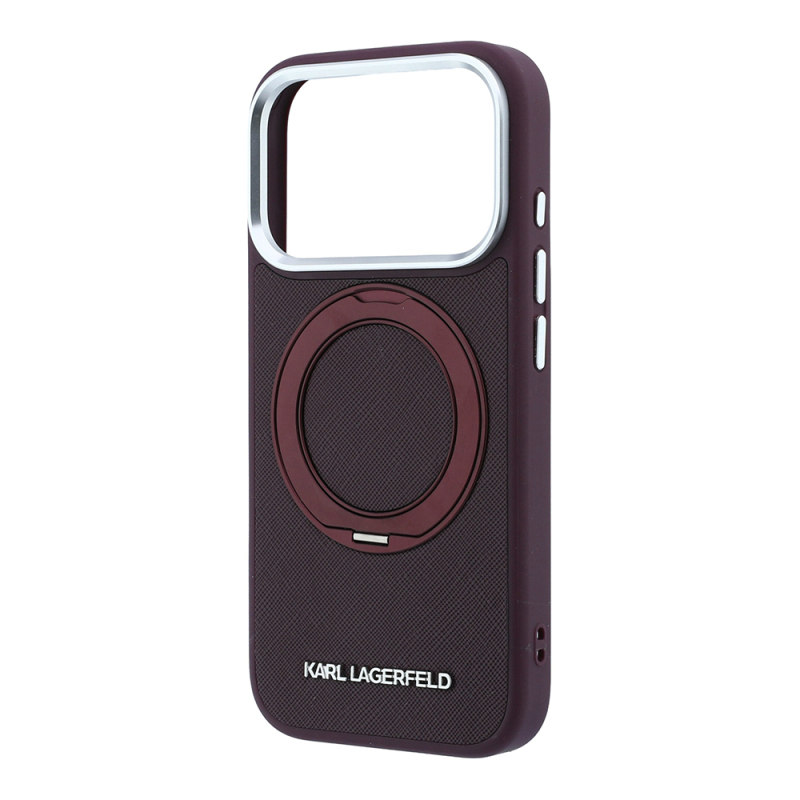 Apple iPhone 18 Pro Kılıf Karl Lagerfeld Orjinal Lisanslı M-Safe Şarj Özellikli Metal Logolu PU Saffiano 360 Derece Dönebilen Standlı Kapak - 6