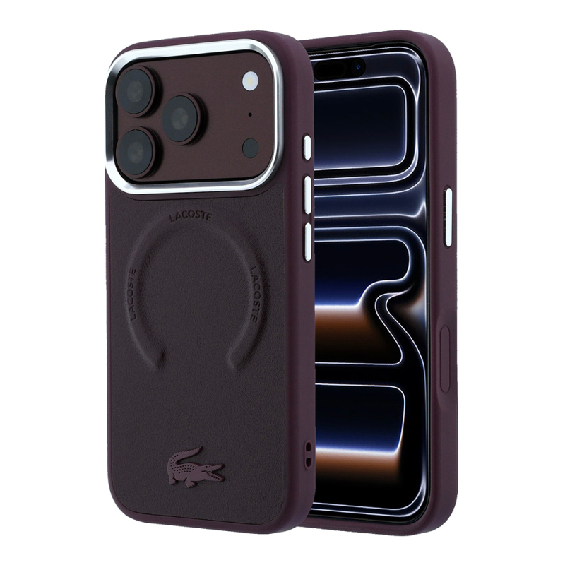 Apple iPhone 18 Pro Kılıf Lacoste Orjinal Lisanslı M-safe Şarj Özellikli Lenglen Icon Metal Logolu Kapak - 1