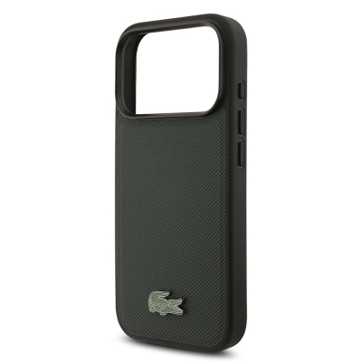 Apple iPhone 18 Pro Kılıf Lacoste Orjinal Lisanslı M-safe Şarj Özellikli PU Pike Desenli Metal Logolu Kapak - 11