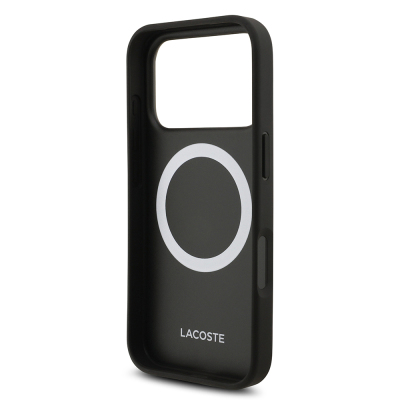 Apple iPhone 18 Pro Kılıf Lacoste Orjinal Lisanslı M-safe Şarj Özellikli PU Pike Desenli Metal Logolu Kapak - 12