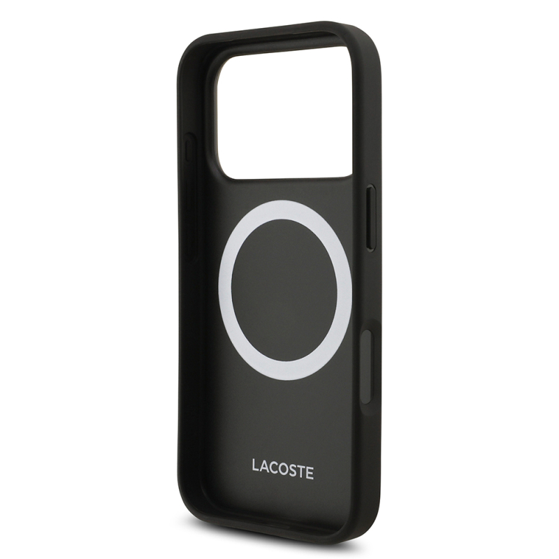Apple iPhone 18 Pro Kılıf Lacoste Orjinal Lisanslı M-safe Şarj Özellikli PU Pike Desenli Metal Logolu Kapak - 12