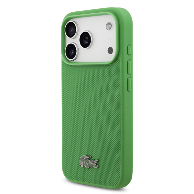 Apple iPhone 18 Pro Kılıf Lacoste Orjinal Lisanslı M-safe Şarj Özellikli PU Pike Desenli Metal Logolu Kapak - 14