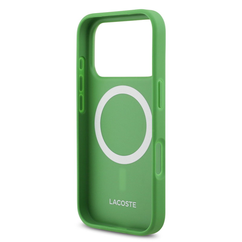Apple iPhone 18 Pro Kılıf Lacoste Orjinal Lisanslı M-safe Şarj Özellikli PU Pike Desenli Metal Logolu Kapak - 19