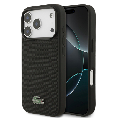 Apple iPhone 18 Pro Kılıf Lacoste Orjinal Lisanslı M-safe Şarj Özellikli PU Pike Desenli Metal Logolu Kapak - 3