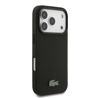 Apple iPhone 18 Pro Kılıf Lacoste Orjinal Lisanslı M-safe Şarj Özellikli PU Pike Desenli Metal Logolu Kapak - 23