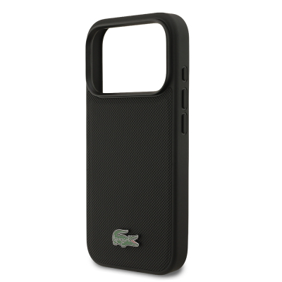 Apple iPhone 18 Pro Kılıf Lacoste Orjinal Lisanslı M-safe Şarj Özellikli PU Pike Desenli Metal Logolu Kapak - 25