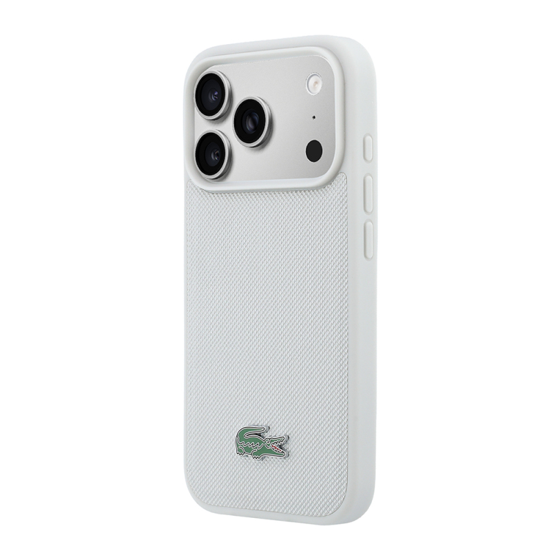 Apple iPhone 18 Pro Kılıf Lacoste Orjinal Lisanslı M-safe Şarj Özellikli PU Pike Desenli Metal Logolu Kapak - 35