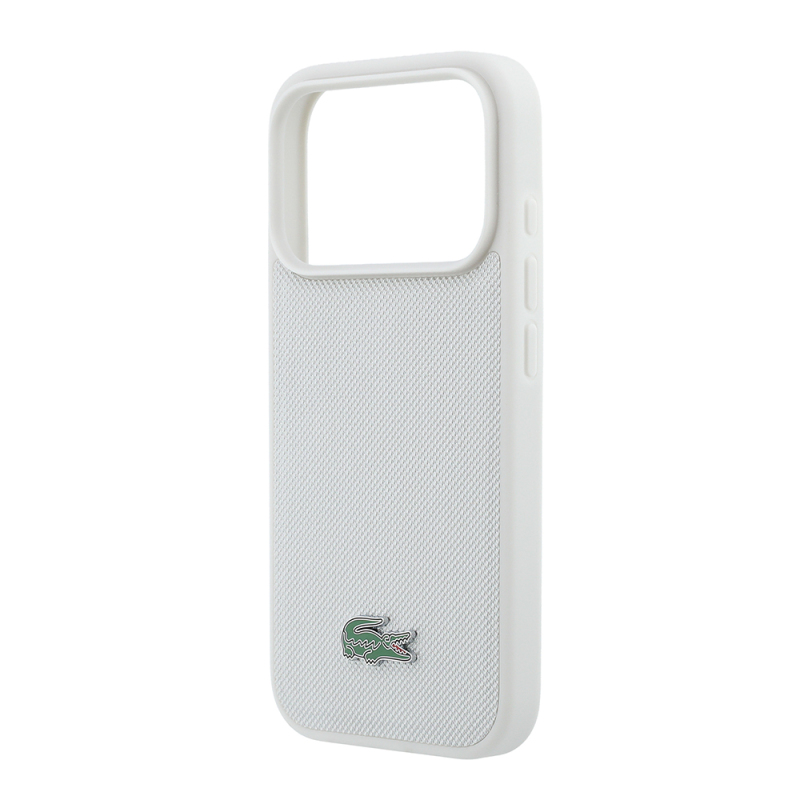 Apple iPhone 18 Pro Kılıf Lacoste Orjinal Lisanslı M-safe Şarj Özellikli PU Pike Desenli Metal Logolu Kapak - 39