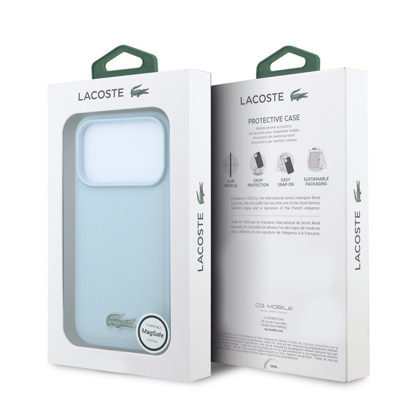 Apple iPhone 18 Pro Kılıf Lacoste Orjinal Lisanslı M-safe Şarj Özellikli PU Pike Desenli Metal Logolu Kapak - 48