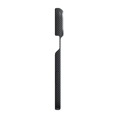 Apple iPhone 18 Pro Kılıf M-safe Şarj Özellikli 1500D Aramid Karbon Fiber Pitaka Ultra-Slim Classic Serisi Black-Grey Twill Kapak - 12