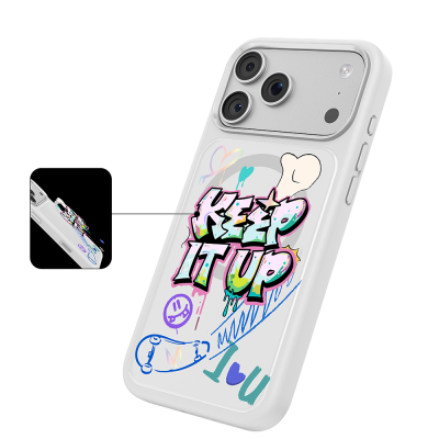 Apple iPhone 18 Pro Kılıf M-safe Şarj Özellikli 3D Baskılı Tasarım Mutural Graffiti Serisi Kapak - 5