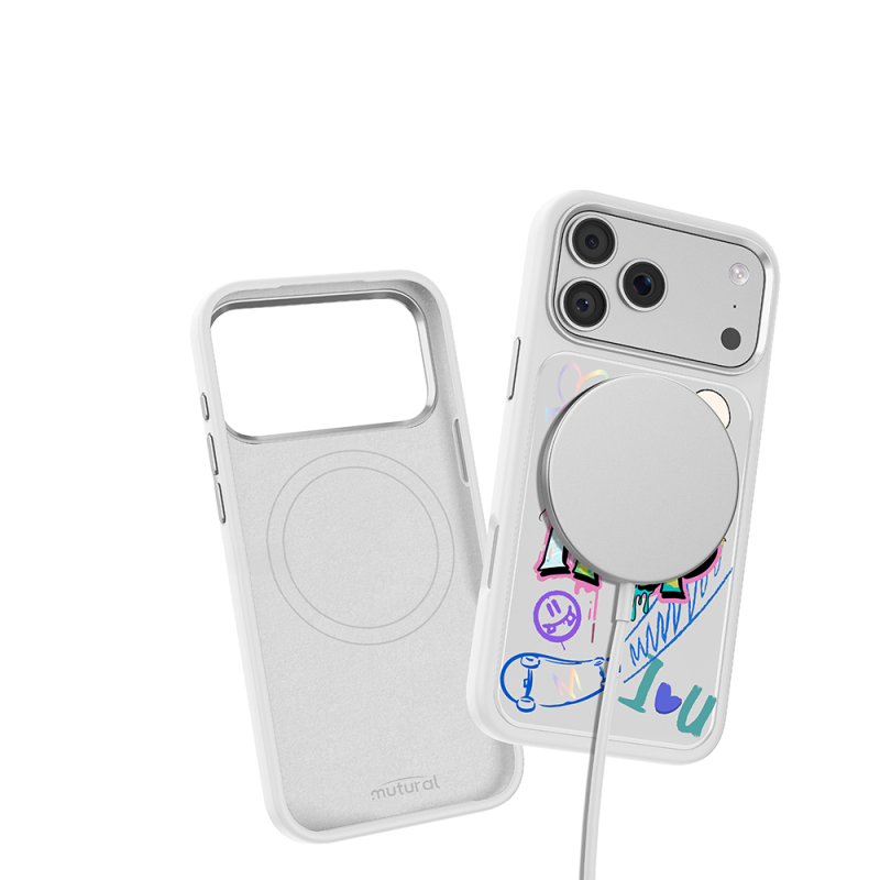 Apple iPhone 18 Pro Kılıf M-safe Şarj Özellikli 3D Baskılı Tasarım Mutural Graffiti Serisi Kapak - 9