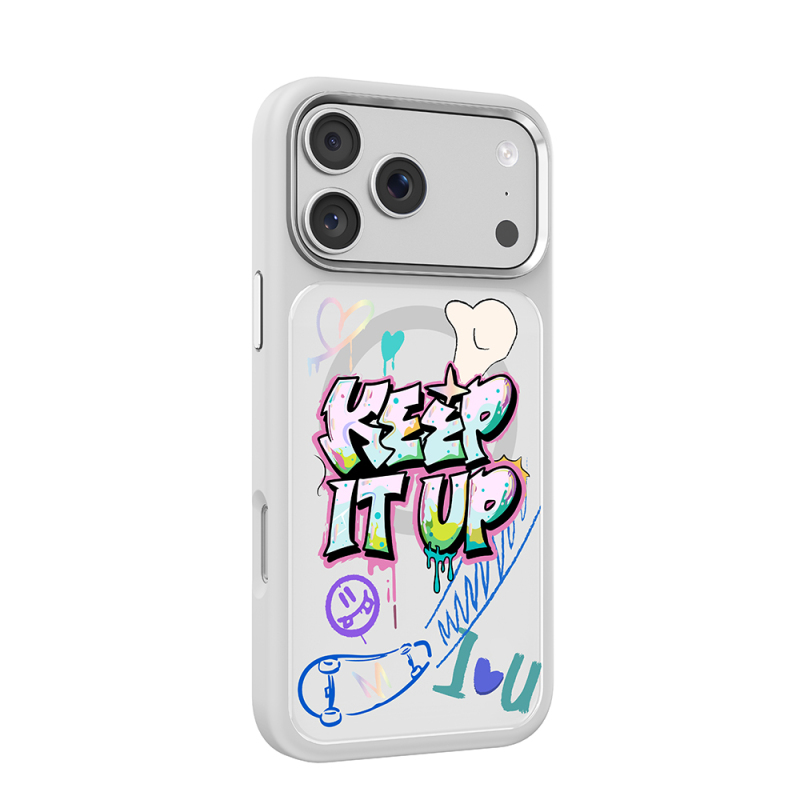 Apple iPhone 18 Pro Kılıf M-safe Şarj Özellikli 3D Baskılı Tasarım Mutural Graffiti Serisi Kapak - 17