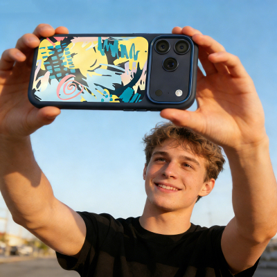 Apple iPhone 18 Pro Kılıf M-safe Şarj Özellikli 3D Baskılı Tasarım Mutural Graffiti Serisi Kapak - 18