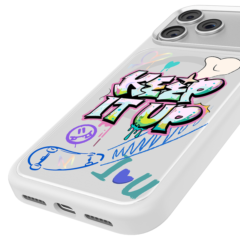 Apple iPhone 18 Pro Kılıf M-safe Şarj Özellikli 3D Baskılı Tasarım Mutural Graffiti Serisi Kapak - 16